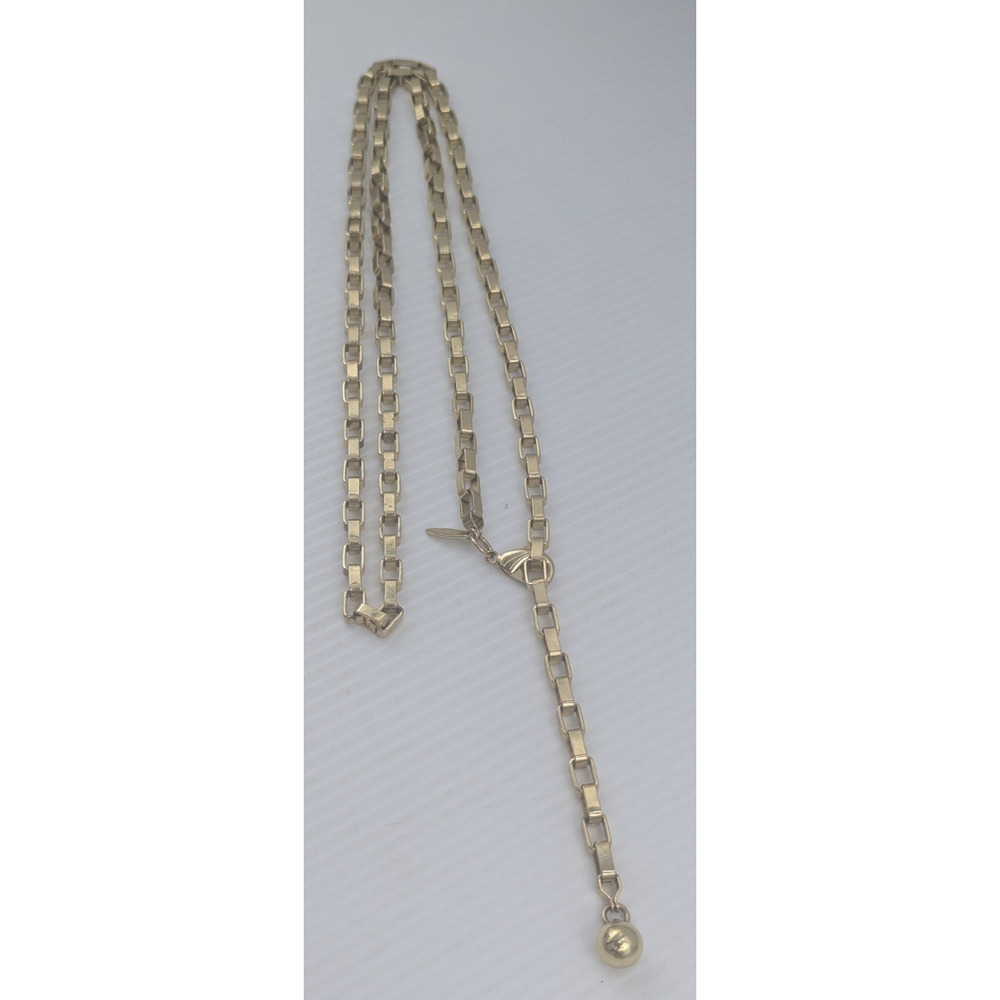 Gold Tone Chain Belt Rectangle Links Size Adjustable 49" L